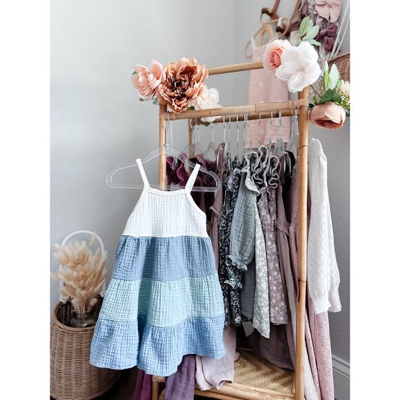 Sea Becomes Sky Colorblock Tiered Gauzy Muslin Dress 4T - Picture 1 of 6